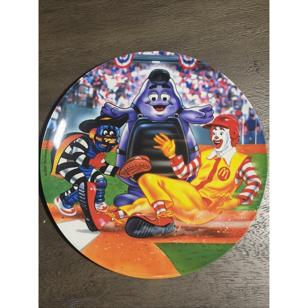 Vtg McDonalds Plastic Collectors Plate 2002 Ronald Hamburgler Baseball Grimace